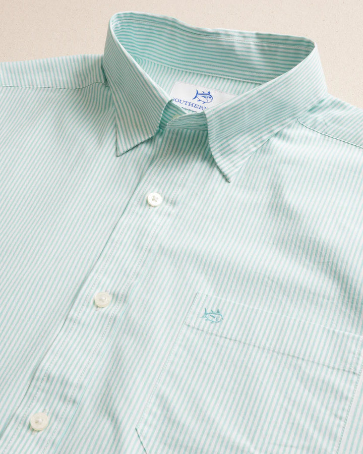 Southern Tide Charleston Granby Stripe Long Sleeve Sport Shirt: Mint