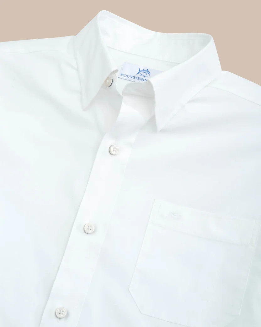 Southern Tide Charleston Overbrook Solid Long Sleeve Sport Shirt: Classic White