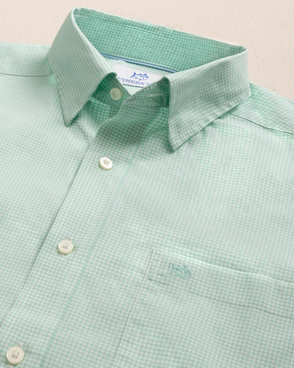 Southern Tide Charleston Parkwood Micro-Gingham Long Sleeve Sport Shirt: Garden Grove