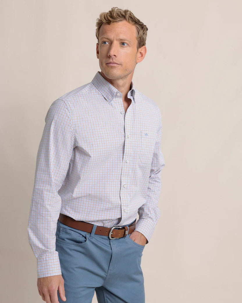 Southern Tide Charleston Summerton Plaid Sport Shirt: Ash Blue