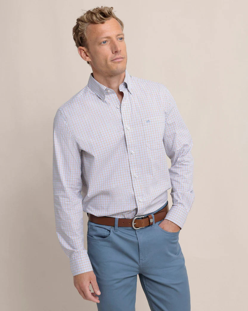 Southern Tide Charleston Summerton Plaid Sport Shirt: Ash Blue