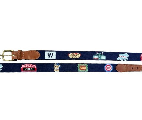 Smathers and Branson Needlepoint Belt: Chicago Cubs Life