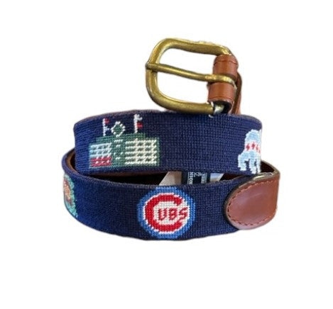 Smathers and Branson Needlepoint Belt: Chicago Cubs Life