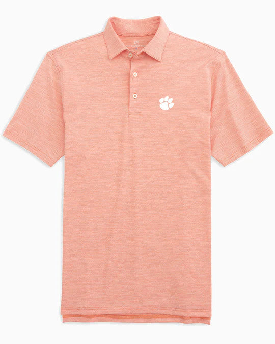 Southern Tide Clemson Tigers Driver Spacedye Polo Shirt: Endzone Orange