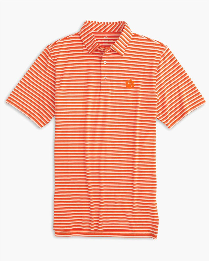 Southern Tide Clemson Tigers Heathered Striped Performance Polo Shirt: Endzone Orange