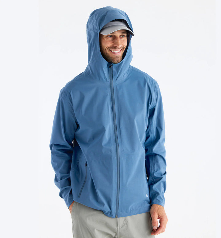 Free Fly Men's Cloudshield Rain Jacket: Heron Blue