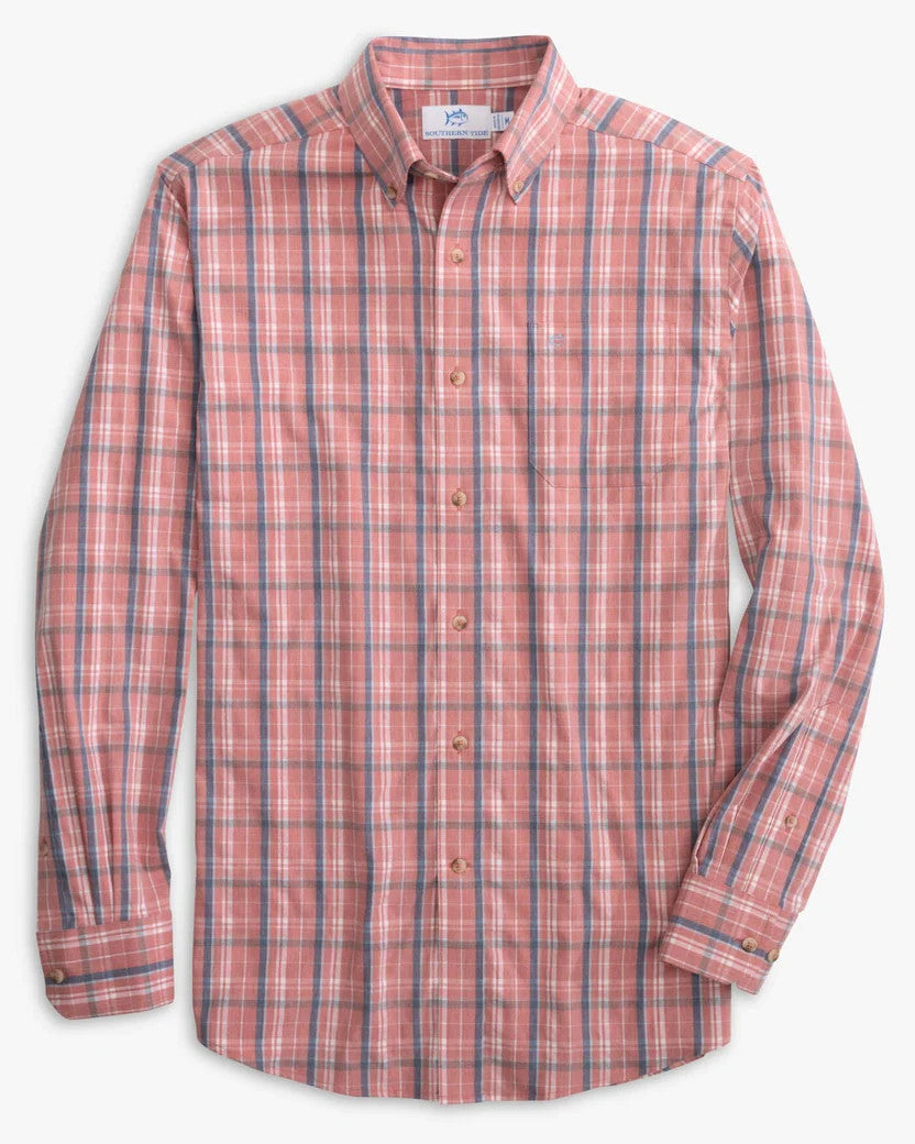 Southern Tide Coastal Passage Asheland Plaid Sport Shirts: Heather Dusty Coral