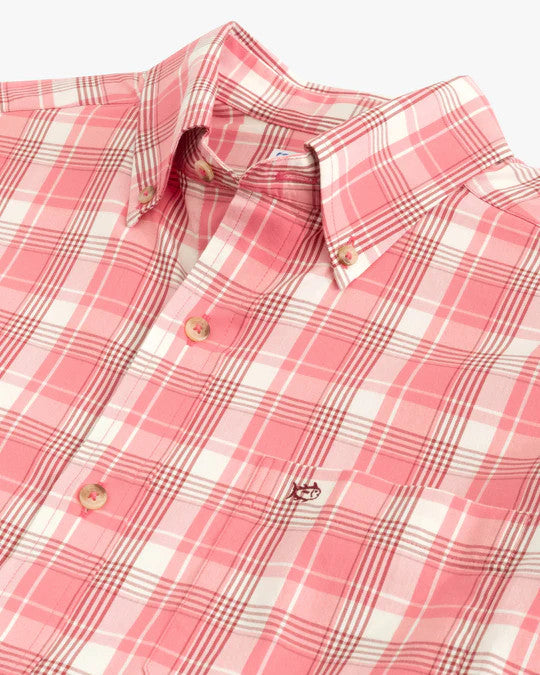 Southern Tide Carson Plaid Sport Shirt: Rouge Red