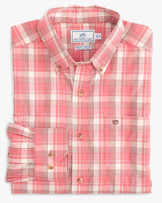 Southern Tide Carson Plaid Sport Shirt: Rouge Red