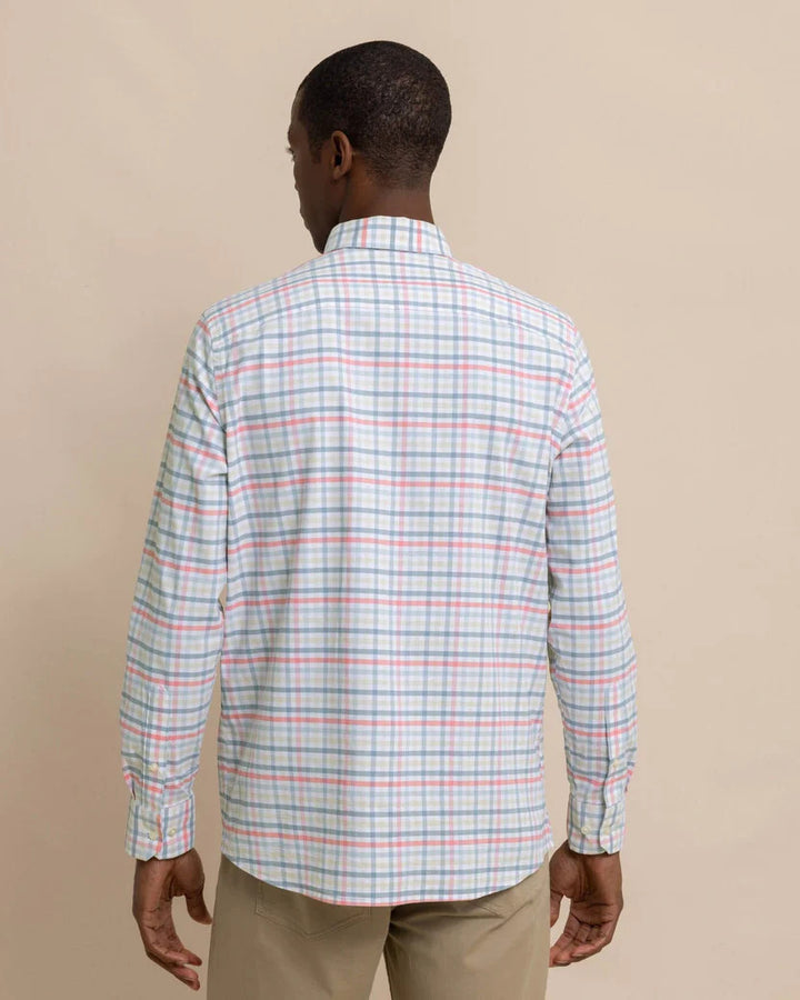 Southern Tide Coastal Passage Pelham Gingham Long Sleeve Sport Shirt: Geranium Pink