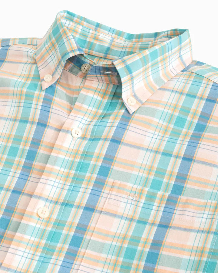 Southern Tide Sky Valley Plaid Coastal Passage Sport Shirt: Rose Blush