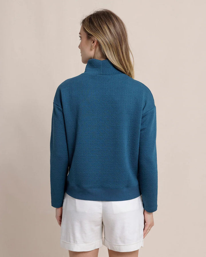 Southern Tide Cordelia Quilted Pullover: Teal Haze