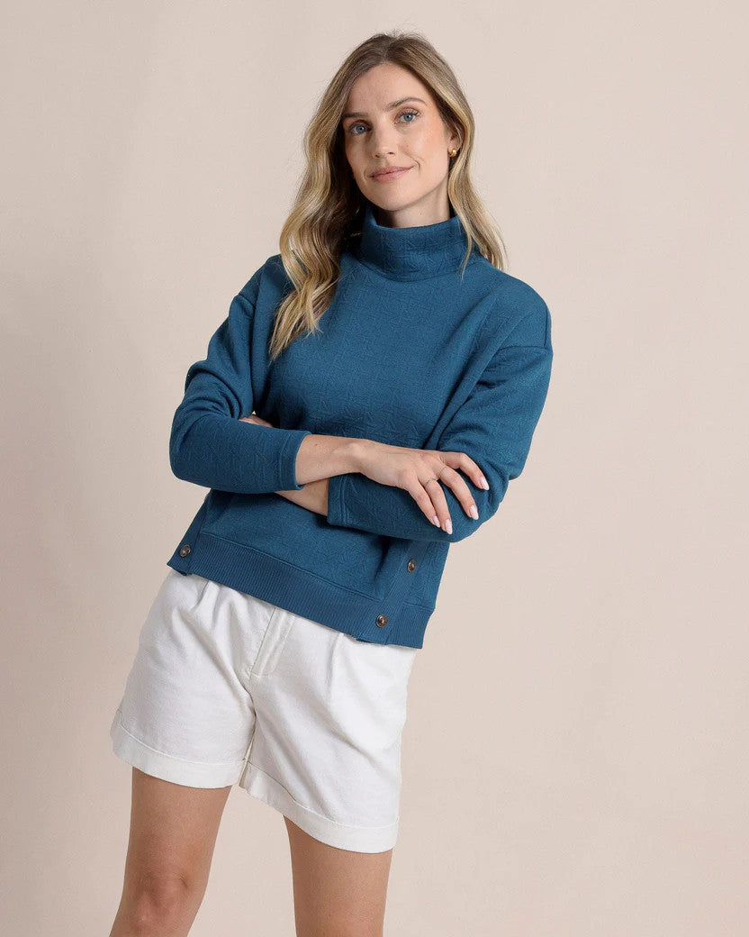 Southern Tide Cordelia Quilted Pullover: Teal Haze