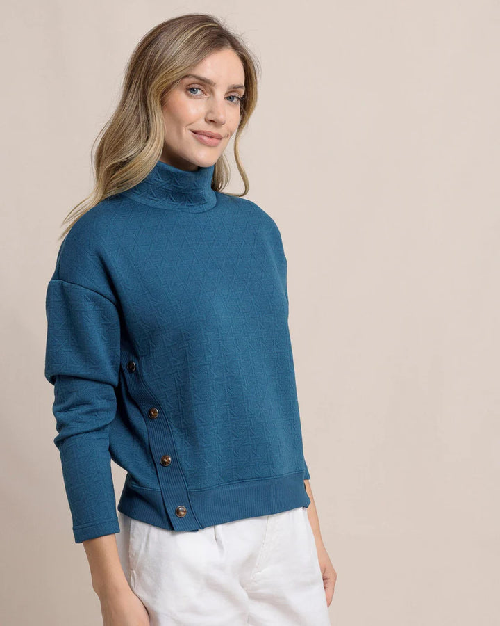 Southern Tide Cordelia Quilted Pullover: Teal Haze