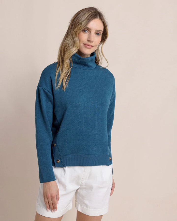 Southern Tide Cordelia Quilted Pullover: Teal Haze