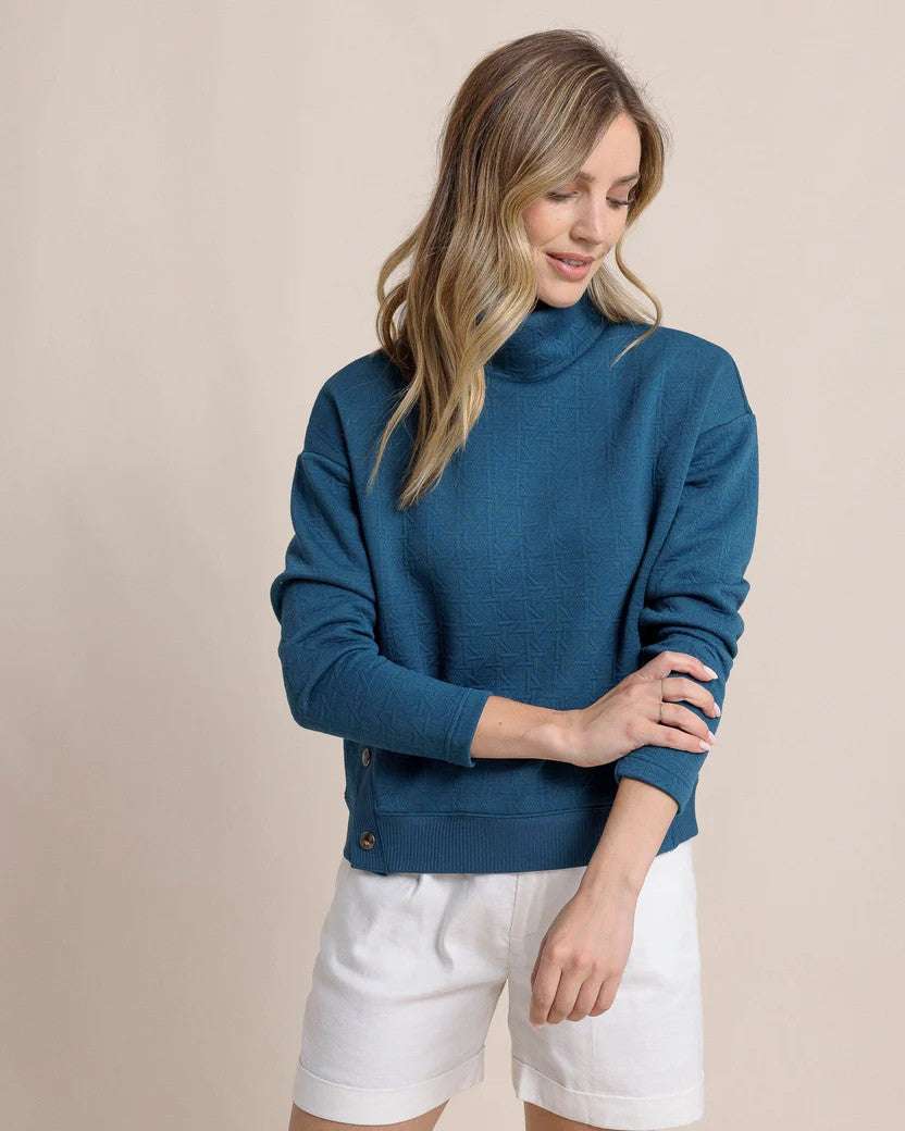 Southern Tide Cordelia Quilted Pullover: Teal Haze