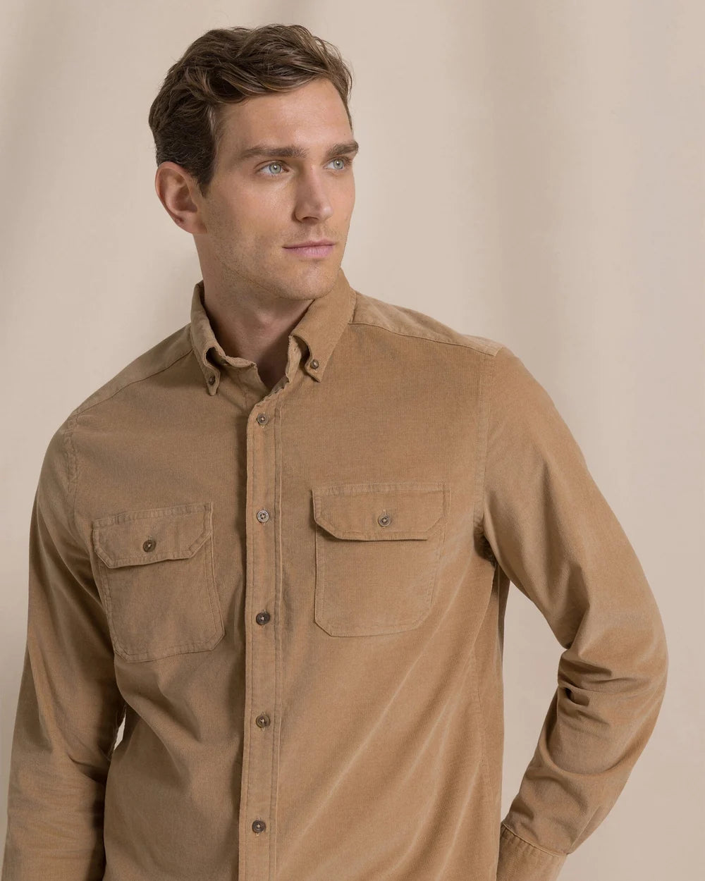Southern Tide Corduroy Sport Shirt: Tannin