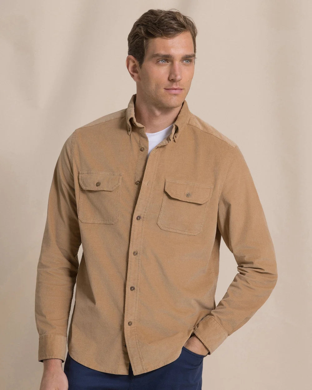 Southern Tide Corduroy Sport Shirt: Tannin