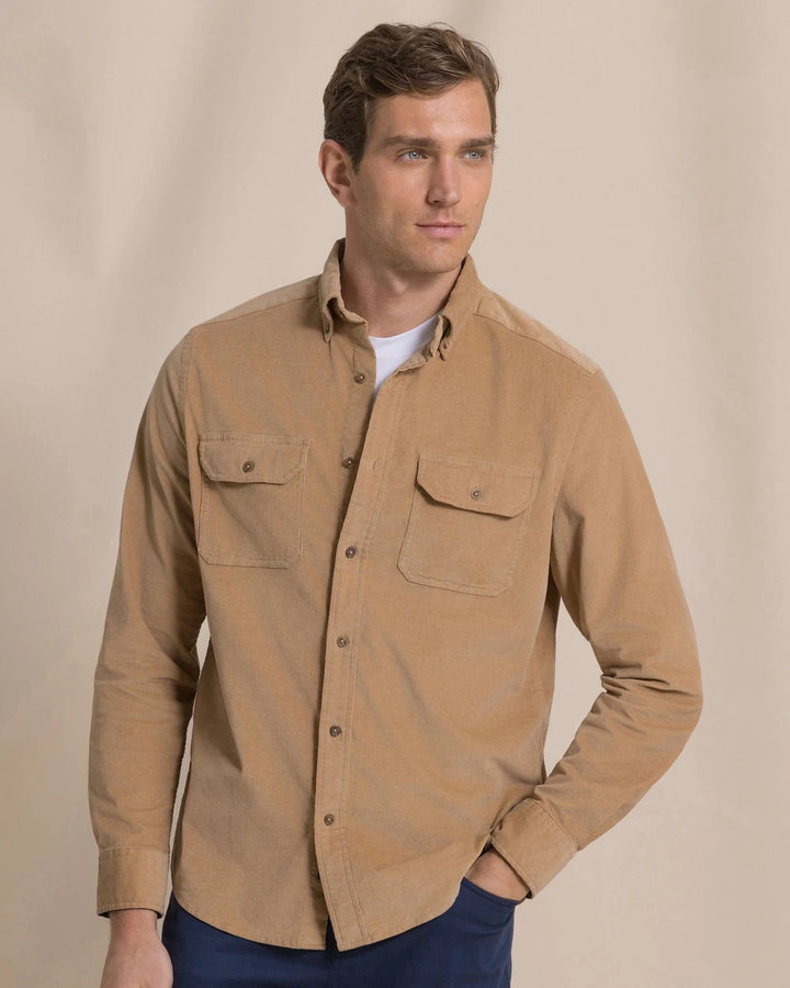 Southern Tide Corduroy Sport Shirt: Tannin