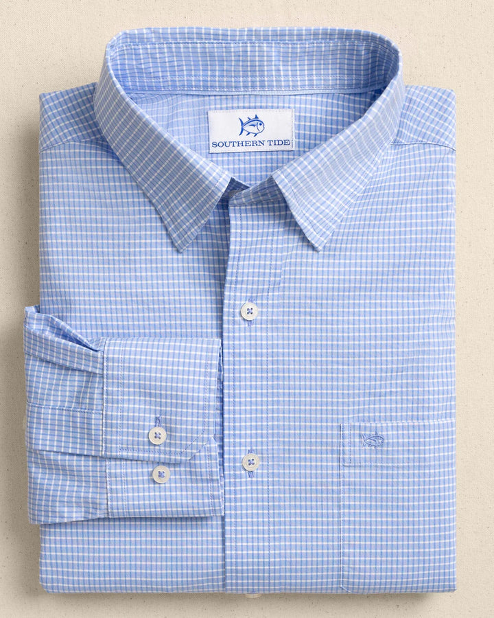Southern Tide Crofton Plaid Charleston Sport Shirt: Ocean Channel