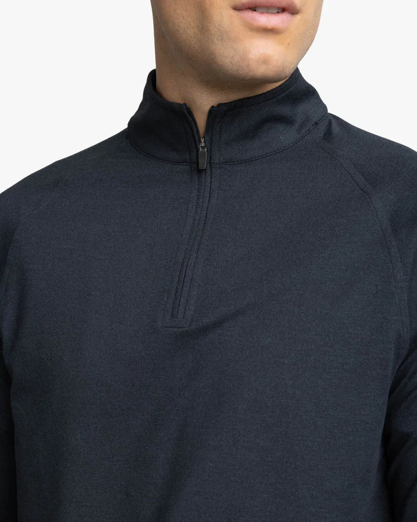 Southern Tide Cruiser Heather Quarter Zip Pullover: Heather Caviar Black