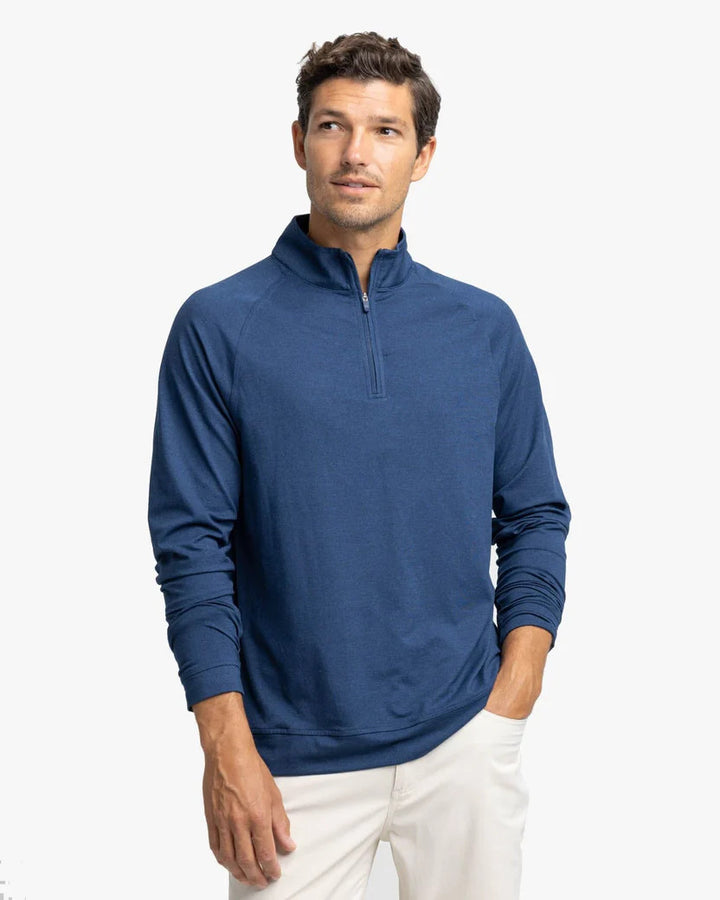 Southern Tide Cruiser Heather Quarter Zip Pullover: Heather Dress Blue