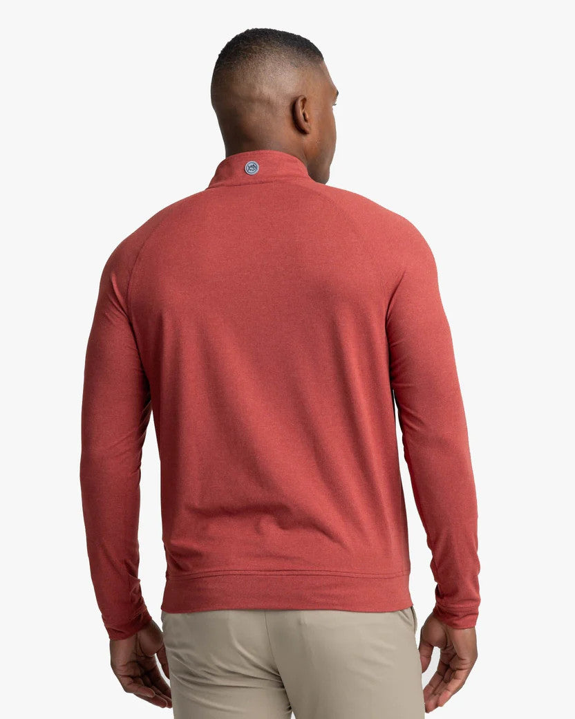 Southern Tide Cruiser Heather Quarter Zip Pullover: Tuscany Red