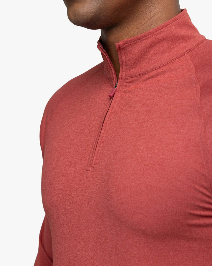 Southern Tide Cruiser Heather Quarter Zip Pullover: Tuscany Red