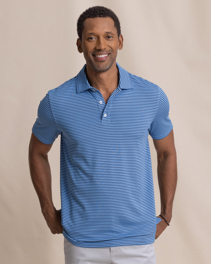 Southern Tide Oceanfront Stripe Pique Polo: Ocean Channel