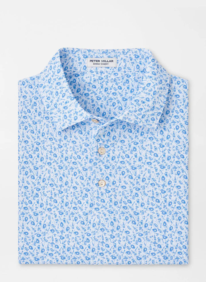 Peter Millar Shuckin Season Oyster Mesh Performance Polo: White