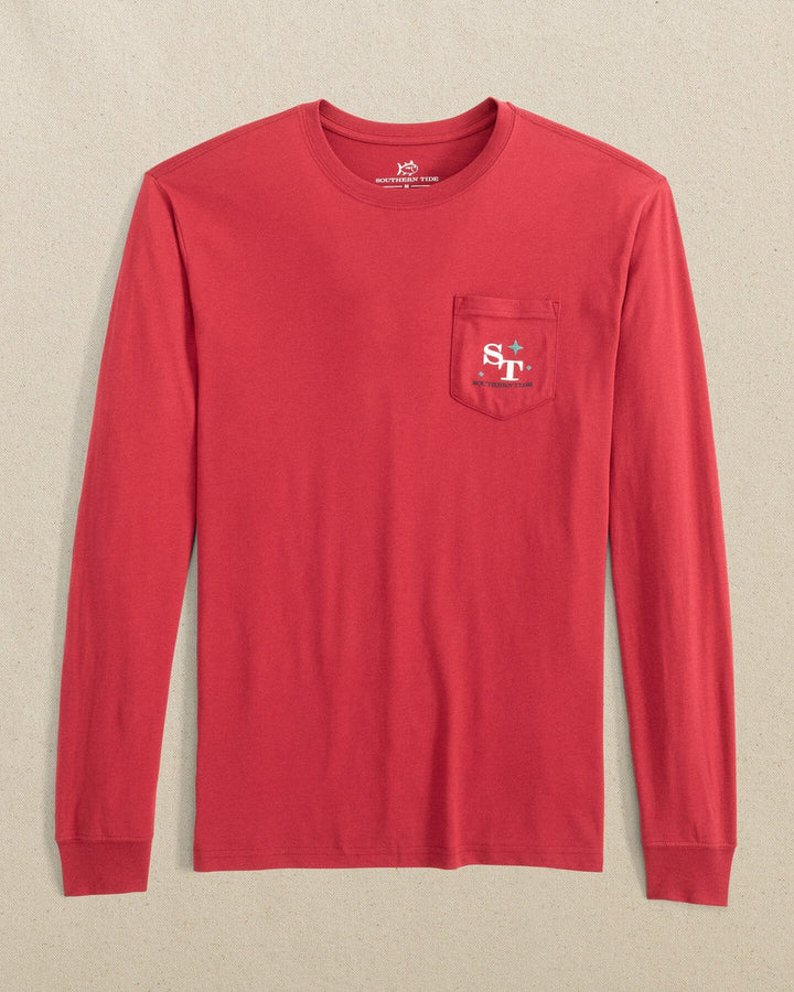 Southern Tide Deermas Tree Long Sleeve T-Shirt: Crimson