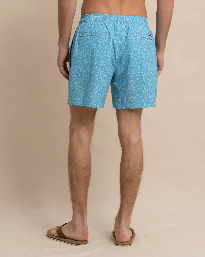 Southern Tide Ditzy Floral Swim Trunk: Ocean Aqua