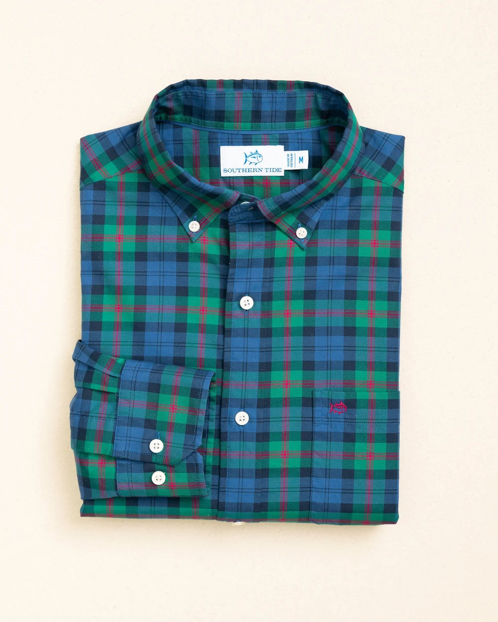Southern Tide Driftwood Shores Skipjack Sport Shirt: Green Grove