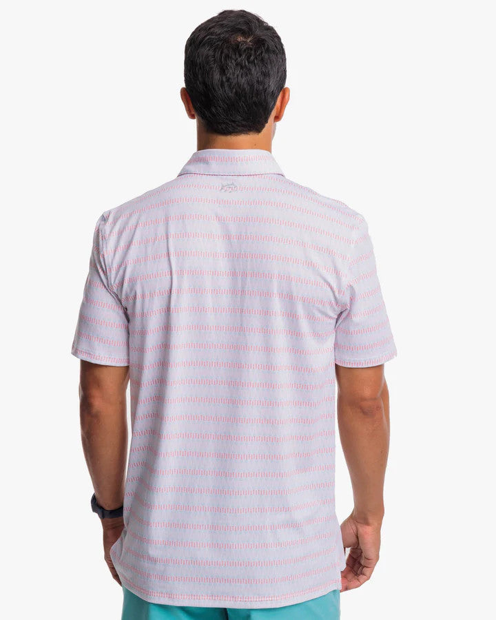 Southern Tide Driver Best Ball Print Performance Polo Shirt: Classic White