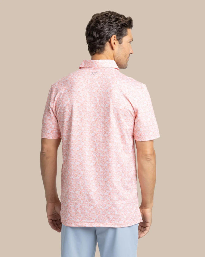 Southern Tide Driver Caps Off Printed Polo: Desert Flower Coral