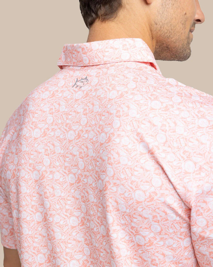 Southern Tide Driver Caps Off Printed Polo: Desert Flower Coral