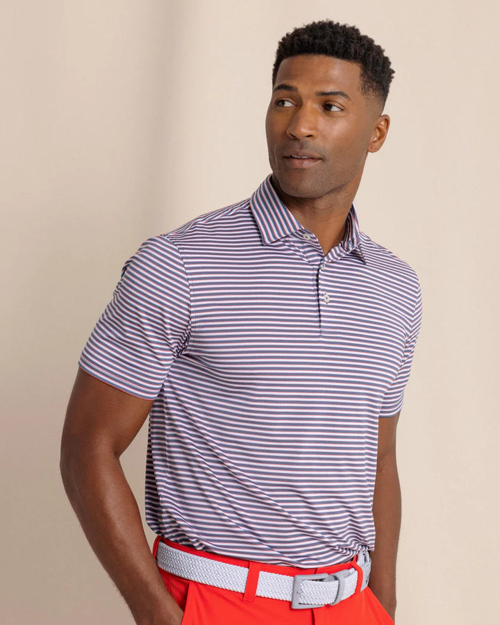 Southern Tide Driver Caravel Stripe Polo: Light Indigo