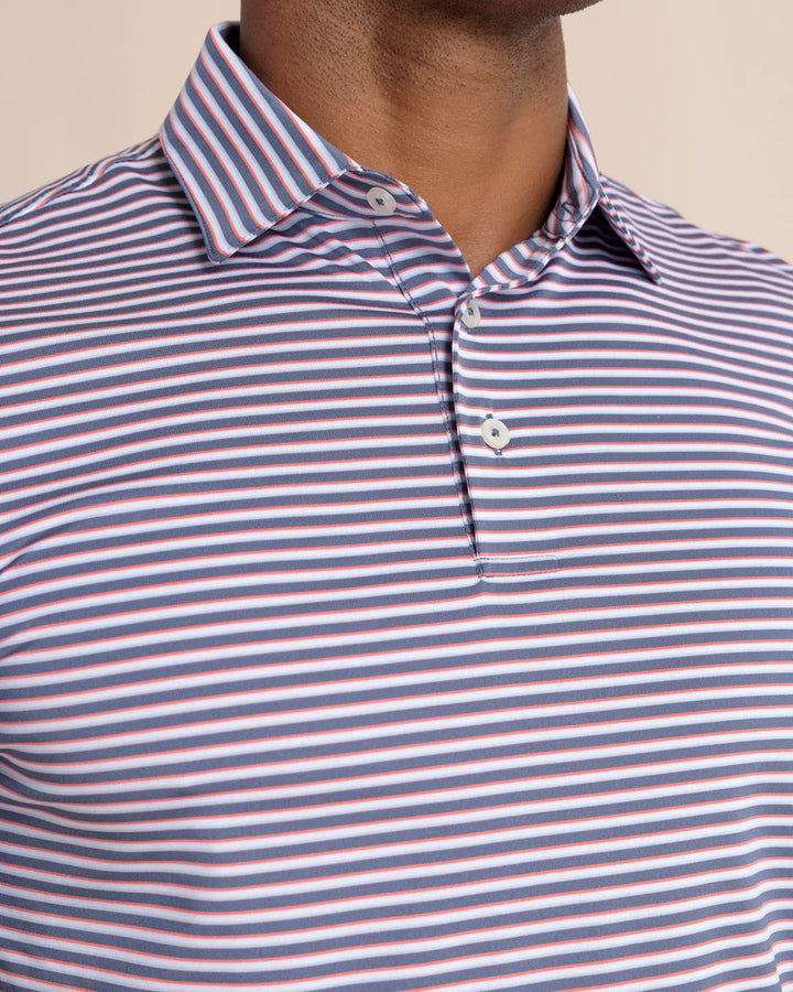 Southern Tide Driver Caravel Stripe Polo: Light Indigo