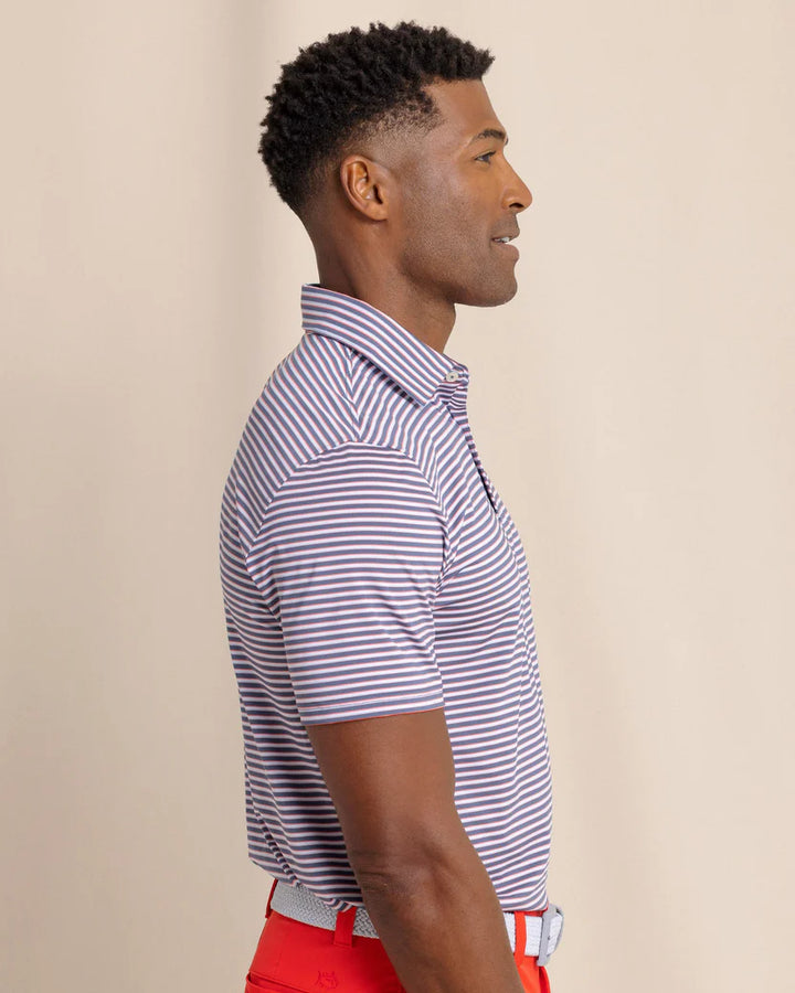 Southern Tide Driver Caravel Stripe Polo: Light Indigo