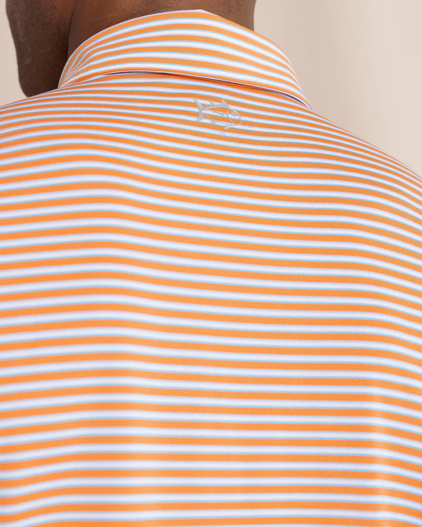 Southern Tide Driver Caravel Stripe Polo: Peach Parfait