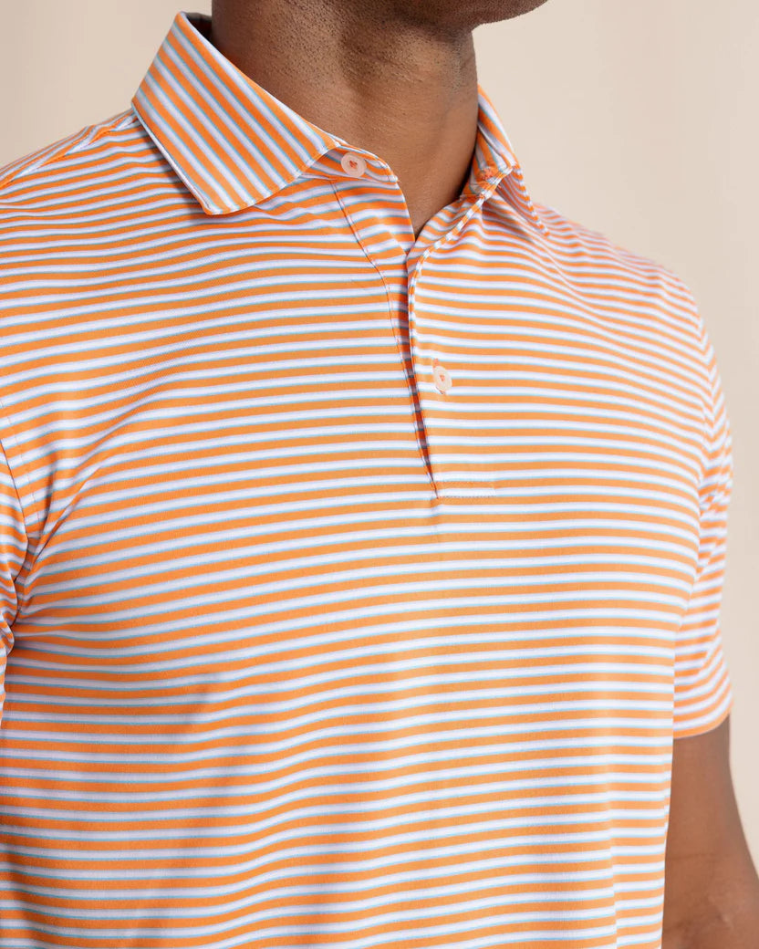 Southern Tide Driver Caravel Stripe Polo: Peach Parfait