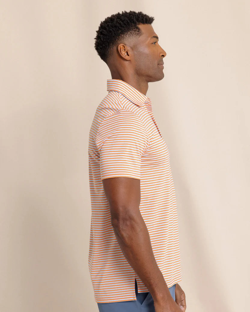 Southern Tide Driver Caravel Stripe Polo: Peach Parfait