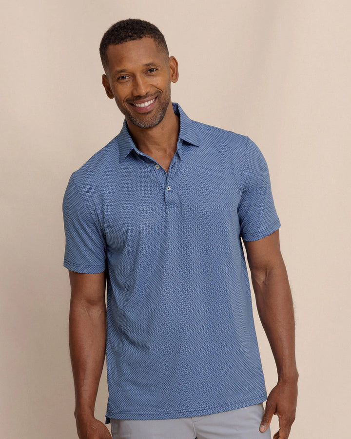 Southern Tide Driver Coastal Geo Printed Polo: Ocean Channel