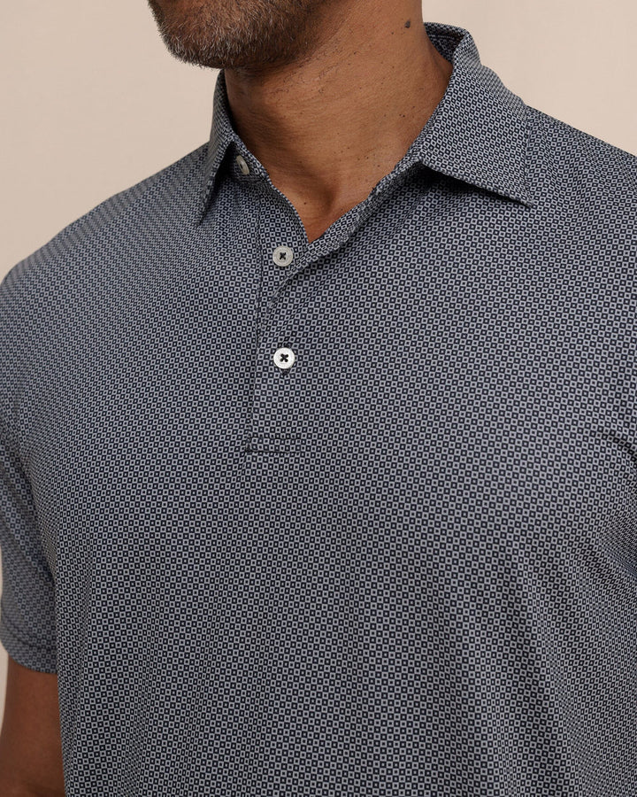 Southern Tide Driver Coastal Geo Printed Polo: Steel