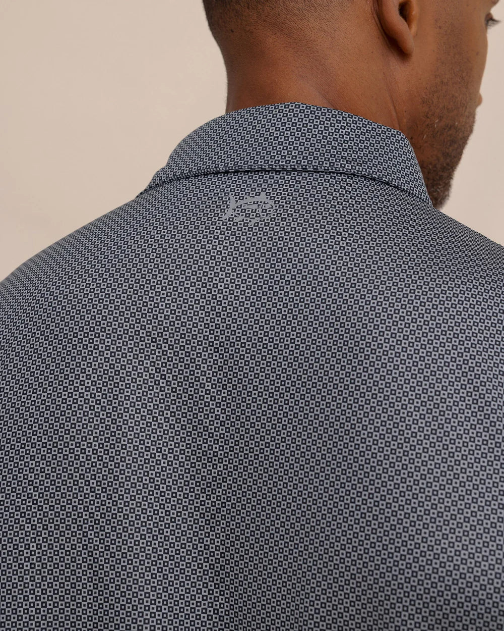 Southern Tide Driver Coastal Geo Printed Polo: Steel