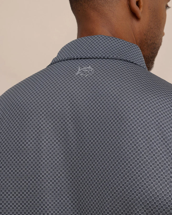 Southern Tide Driver Coastal Geo Printed Polo: Steel