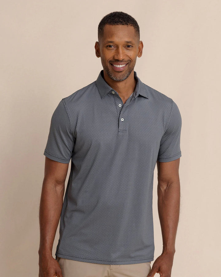 Southern Tide Driver Coastal Geo Printed Polo: Steel