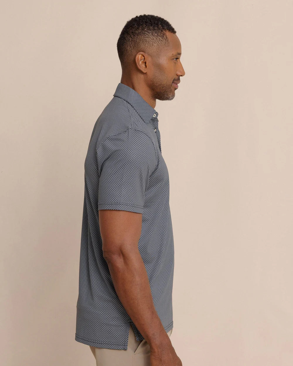 Southern Tide Driver Coastal Geo Printed Polo: Steel