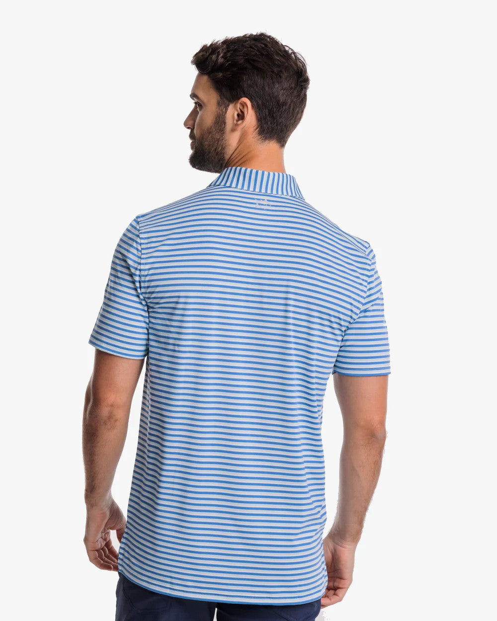 Southern Tide Driver Gulf Stripe Polo Shirt: Atlantic Blue