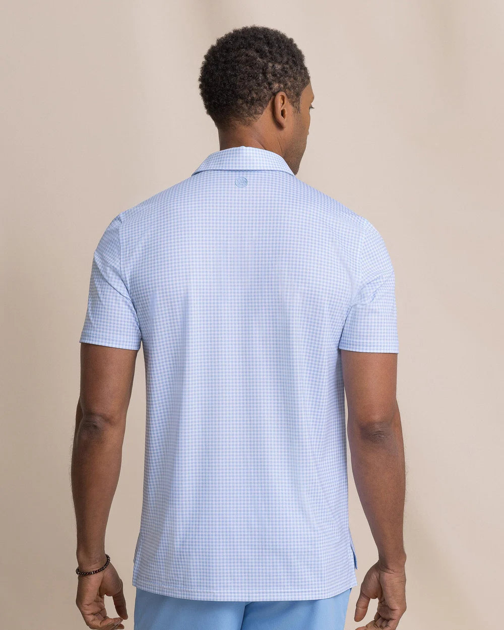 Southern Tide Driver Island View Gingham Printed Polo: Tide Blue